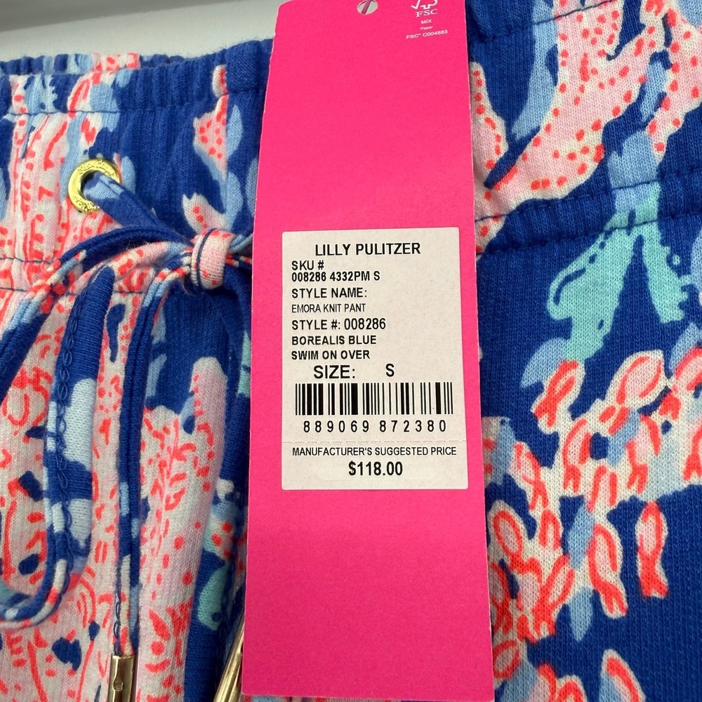 NWT Lilly Pulitzer Emora Knit Pant Swim on over Borealis Blue SZ SMALL - Picture 2 of 10